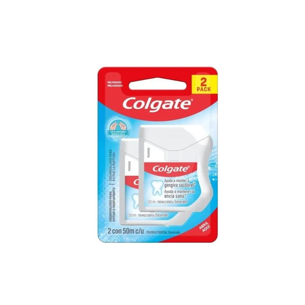 125-1 😁 Colgate Hilo Dental Encerado Menta 50m x2
