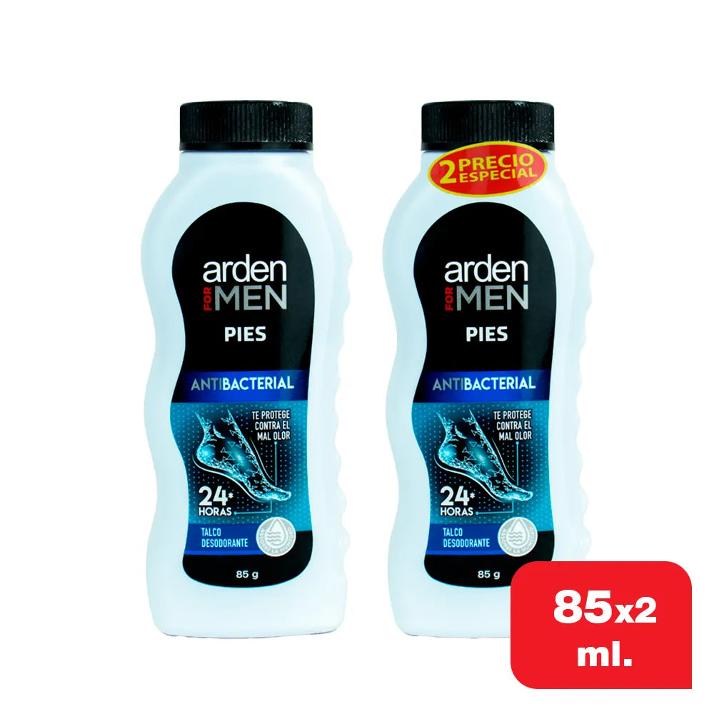👟 1532 Talco Antibacterial Arden For Men para Pies – Protección Total 24H Promoción x2 (85 g c/u)
