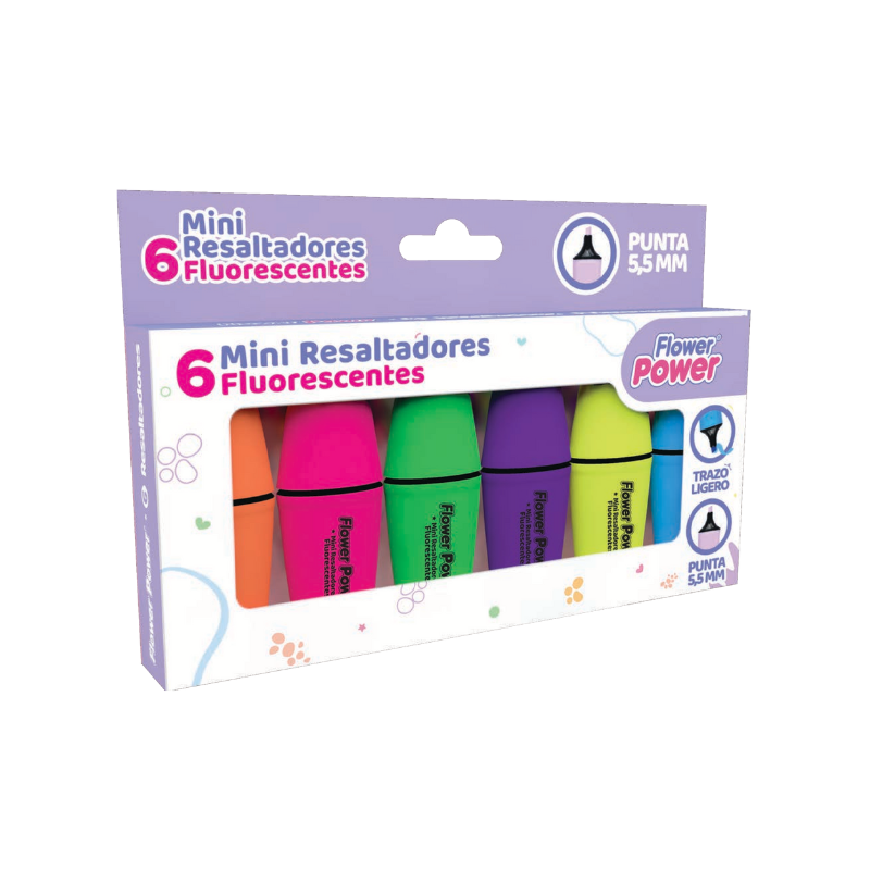 13310-1 Mini Resaltadores Fluorescentes Flower Power X 6 – PRIMAVERA