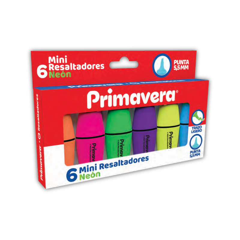 13310-7 Mini Resaltadores PRIMAVERA Neón x6 5,5 mm