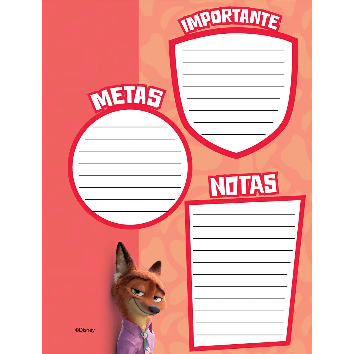 1353-23 🦊🌿 Cuaderno Cosido Primavera Zootopia – Wilde