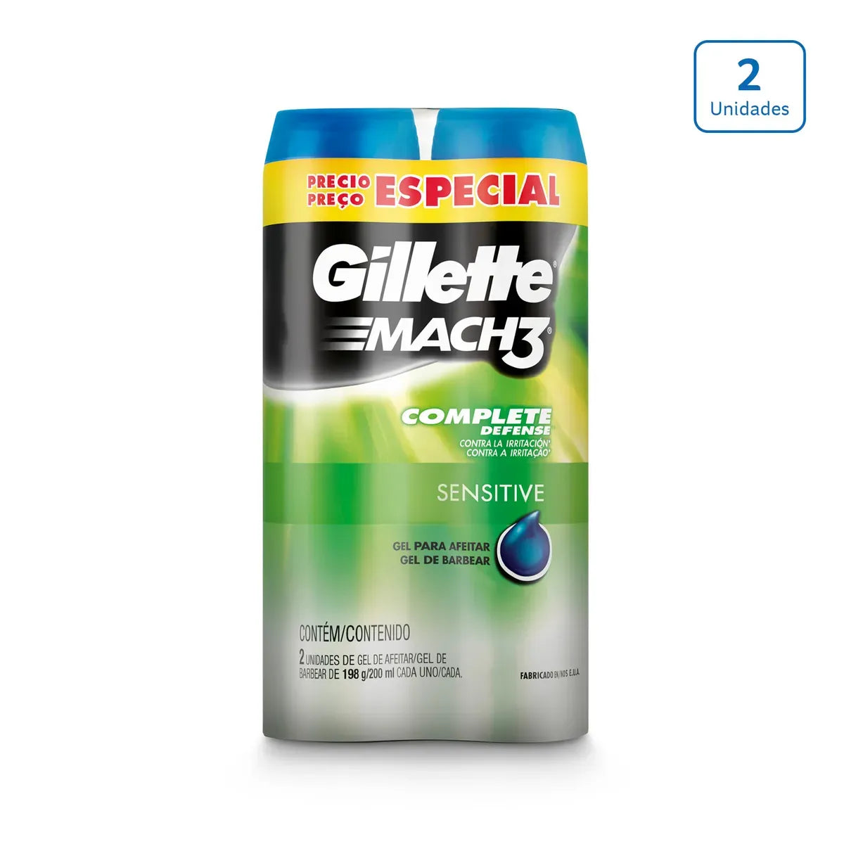 Gel Gillette Mach3 Sensitive x 2 unds x 198g c/u  - N22853