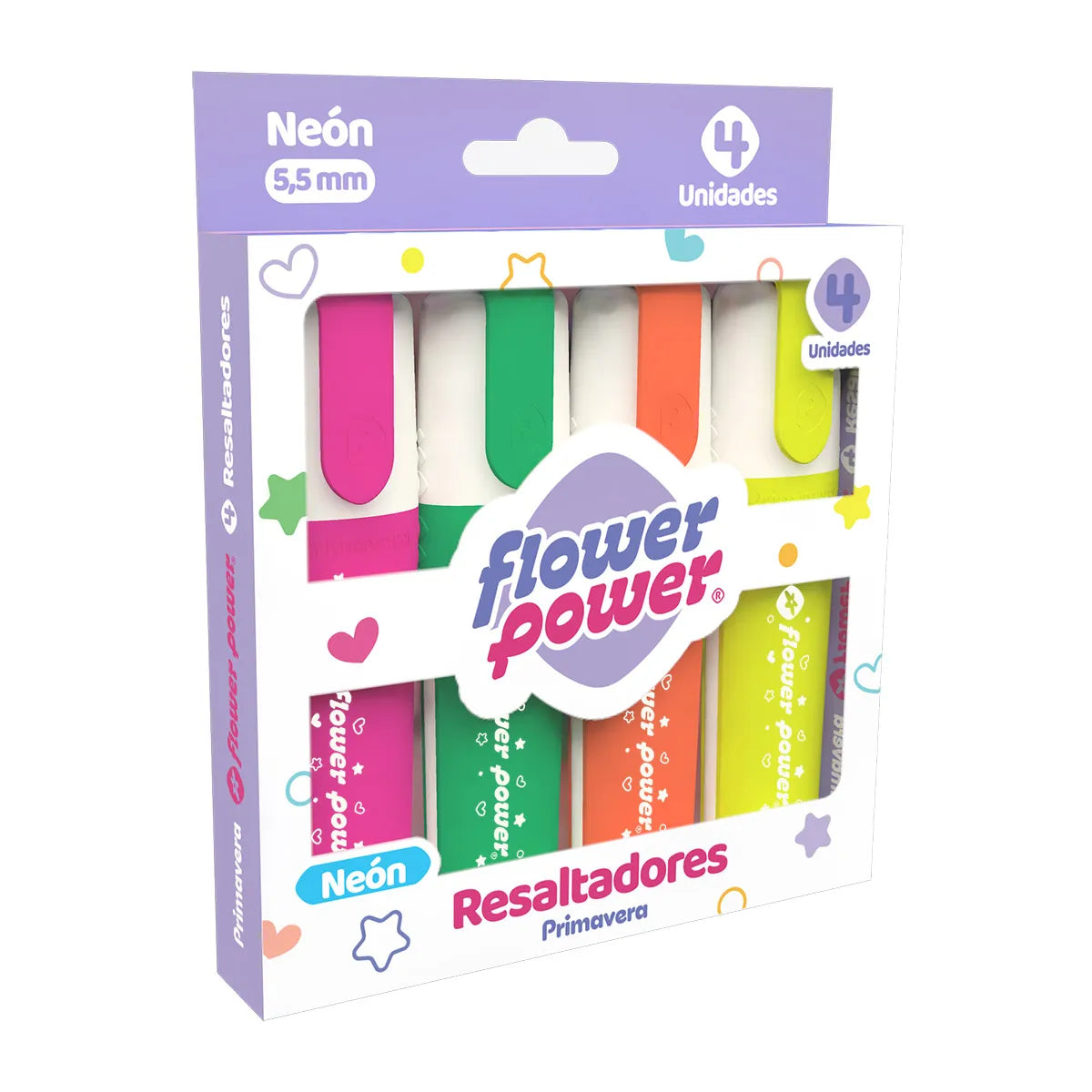 13310-6 Resaltadores Flower Power Neón X 4 - PRIMAVERA