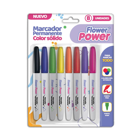 1337-1 Marcadores Permanentes Flower Power PRIMAVERA – Pack x8 Colores