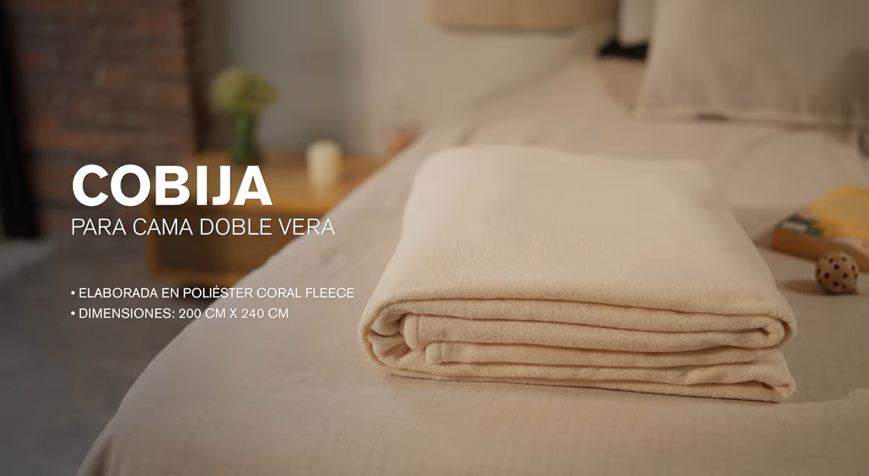 12131 🤍 COBIJA VERA MARFIL PARA DOBLE CAMA 🛏️ - D90055