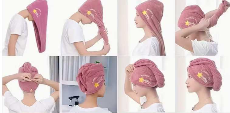 61221 💜 Gorro Toalla de Microfibra para Cabello – Secado Rápido (Púrpura) - P8-08