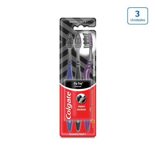 Cepillo Dental Colgate Zig Zag Carbón Activado x 3 unds - CÓD N30643