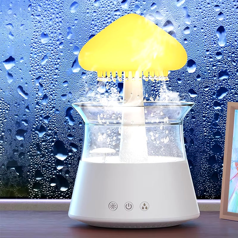 Rain Cloud Air Humidifiers 300Ml with 7 Colors Mood Light Aroma Diffuser White Noise Raindrop Humidifiers for Home Bedroom Gift