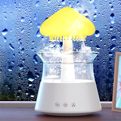 Rain Cloud Air Humidifiers 300Ml with 7 Colors Mood Light Aroma Diffuser White Noise Raindrop Humidifiers for Home Bedroom Gift
