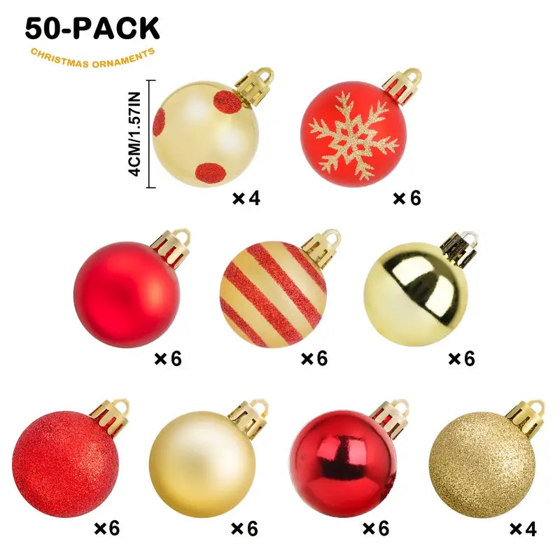 Esferas Navideñas Rústicas irrompibles (rojo y dorado) - MBY556871