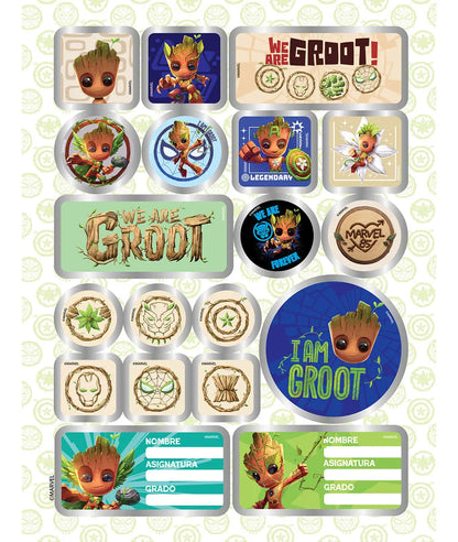 1353-29 📘 CUADERNO COSIDO PRIMAVERA GROOT – MARVEL AVENGERS 🌱💥