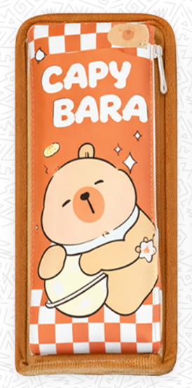 13101-2 🦫✨ CARTUCHERA GRAFITOS KAWAII CAPIBARA – 2 BOLSILLOS  Modelo 4459