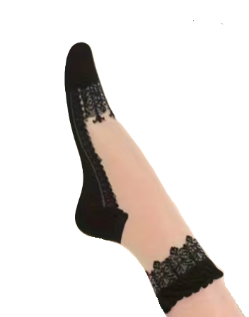 6322 🖤 Calcetines Vintage Negros Bordados para Mujer - - P1002