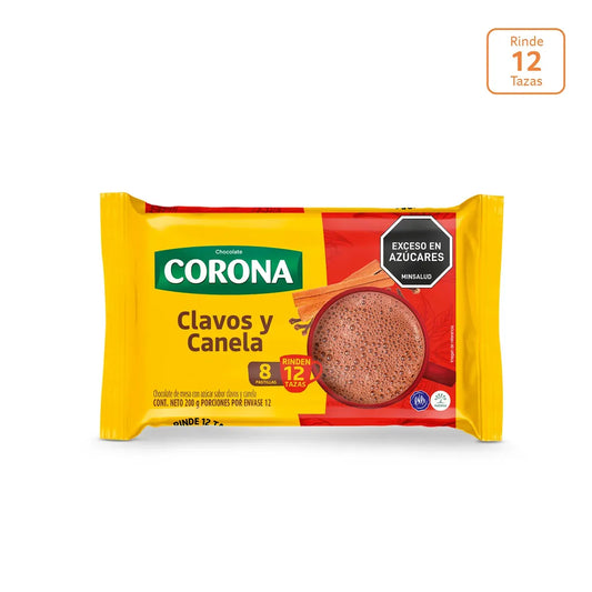 Chocolate Corona Clavos y Canela x 200g x 8 pastillas -N43519