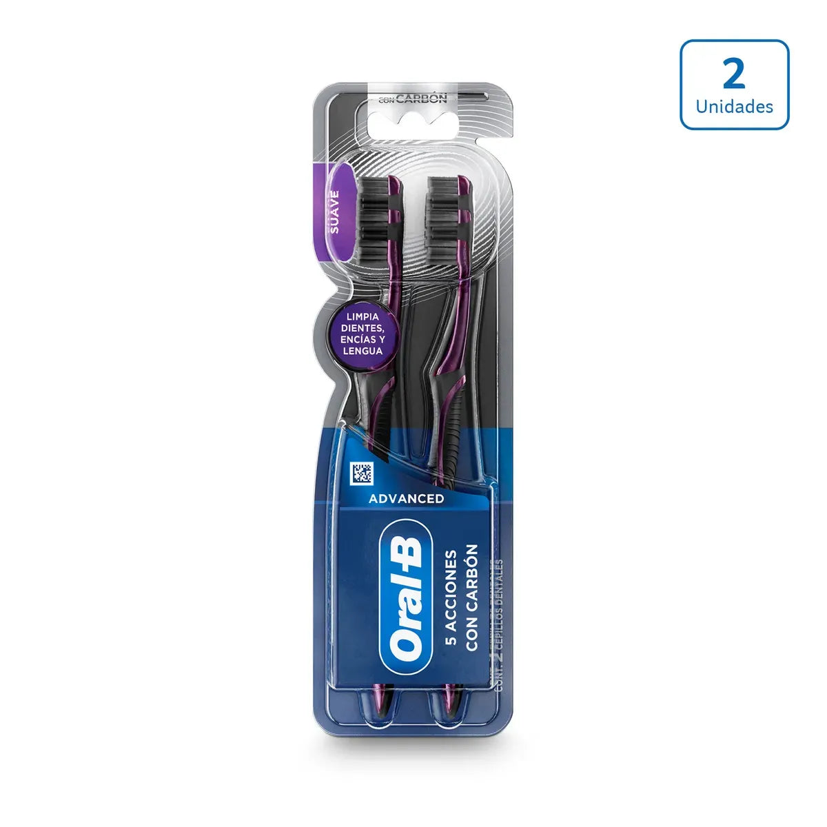 Cepillo de dientes Oral B 5 acciones Carbón x 2 unds - CÓD N44783