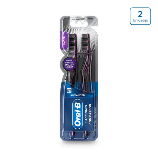 Cepillo de dientes Oral B 5 acciones Carbón x 2 unds - CÓD N44783