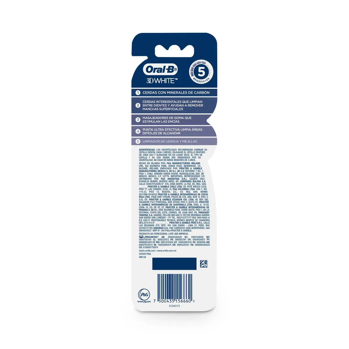 Cepillo de dientes Oral B 5 acciones Carbón x 2 unds - CÓD N44783