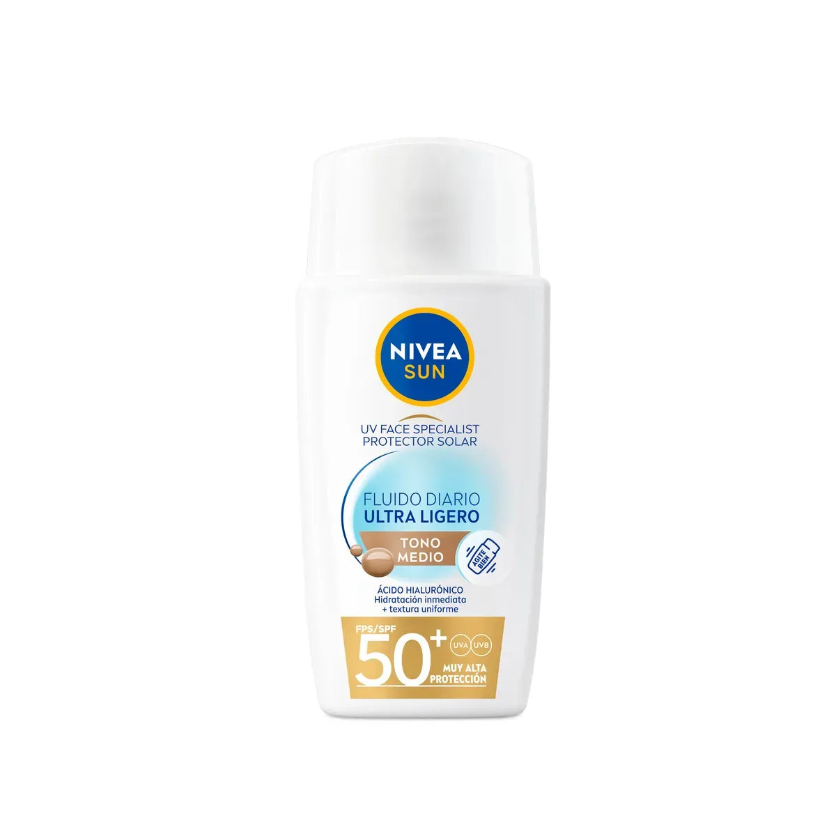 Protector solar facial Nivea Fluido Diario Invisible FPS50 Tono medio x 40ml