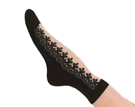 6322 🖤 Calcetines Vintage Negros Bordados para Mujer - - P1002