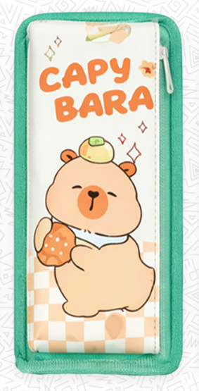 13101-2 🦫✨ CARTUCHERA GRAFITOS KAWAII CAPIBARA – 2 BOLSILLOS  Modelo 4459