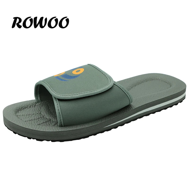 Comfortable Bathroom Slippers for Men Summer Massage Home Rubber Sole Non-Slip Gray Slide Beach Shoes Sandals Wholesale Dropship
