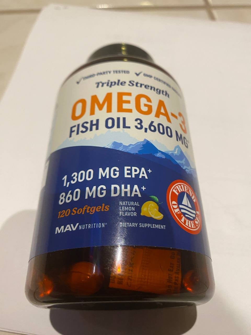 Omega-3 Fish Oil 3600Mg+ | 1300Mg EPA + 860Mg DHA | 120 Softgels | Heart, Brain