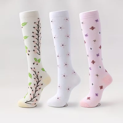 6311 🌸 Calcetines de Compresión con Patrones Florales