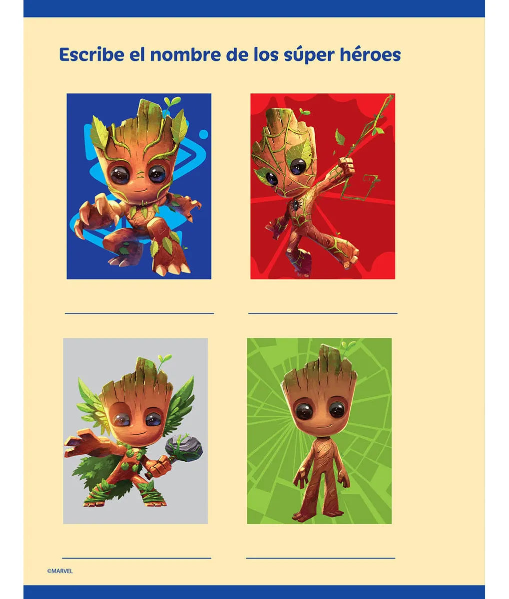 1353-29 📘 CUADERNO COSIDO PRIMAVERA GROOT – MARVEL AVENGERS 🌱💥