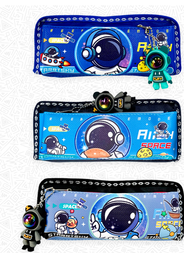 13101-5 🚀👨‍🚀 CARTUCHERA GRAFITOS ASTRONAUTA SPACE – 2 CIERRES CON LLAVERO  Modelo 2535