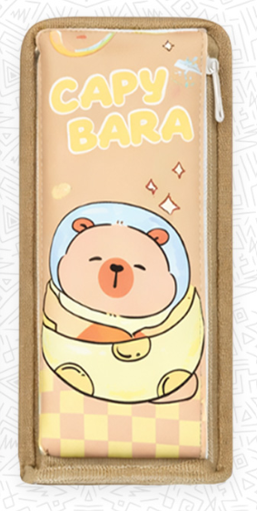13101-2 🦫✨ CARTUCHERA GRAFITOS KAWAII CAPIBARA – 2 BOLSILLOS  Modelo 4459