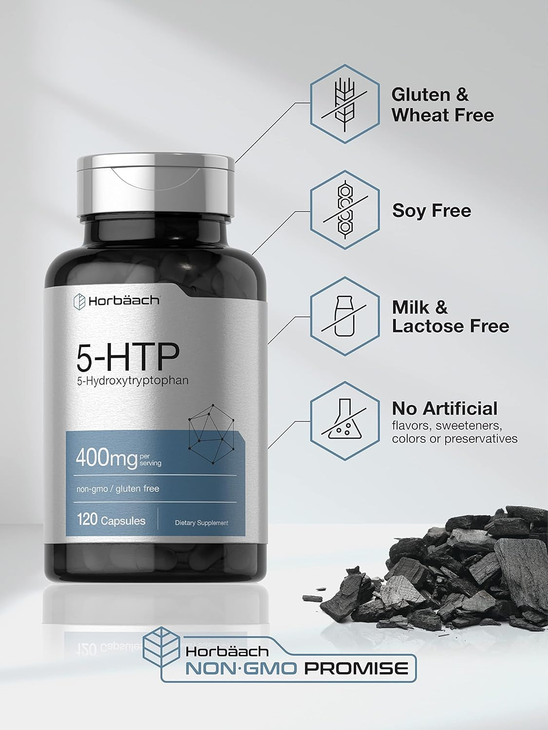5HTP 400Mg Capsules | 120 Pills | 5-Hydroxytryptophan Supplement | Non-Gmo and Gluten Free