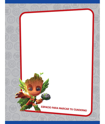 1353-29 📘 CUADERNO COSIDO PRIMAVERA GROOT – MARVEL AVENGERS 🌱💥