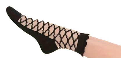 6322 🖤 Calcetines Vintage Negros Bordados para Mujer - - P1002