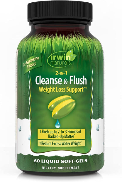 2-In-1 Cleanse & Flush Weight Loss Support - 60 Liquid Soft-Gels - Flushes Digestive Tract & Reduces Bloating - 30 Total Servings