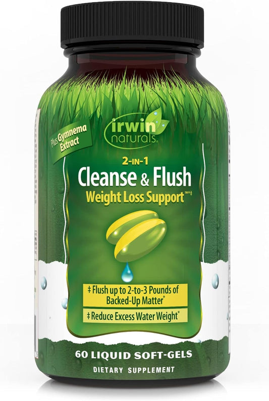 2-In-1 Cleanse & Flush Weight Loss Support - 60 Liquid Soft-Gels - Flushes Digestive Tract & Reduces Bloating - 30 Total Servings