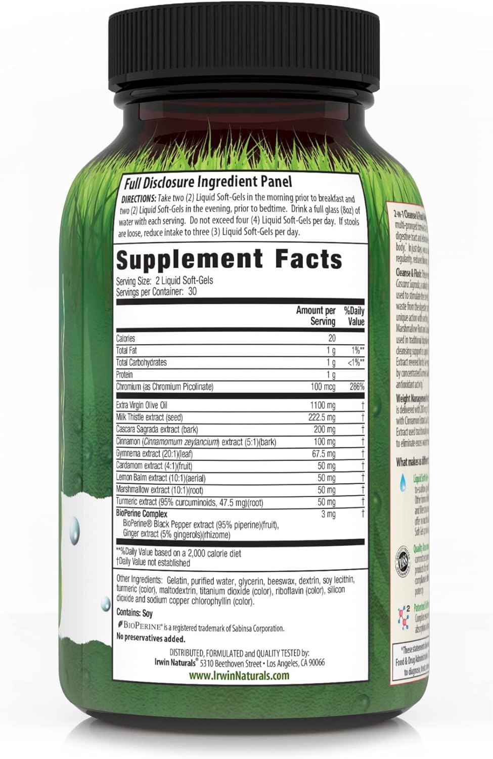 2-In-1 Cleanse & Flush Weight Loss Support - 60 Liquid Soft-Gels - Flushes Digestive Tract & Reduces Bloating - 30 Total Servings