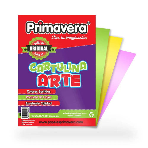 13111-1 🖍️ Cartulina Plana 1/8 x 10 Colores Surtidos Primavera – Uso Escolar y Artístico
