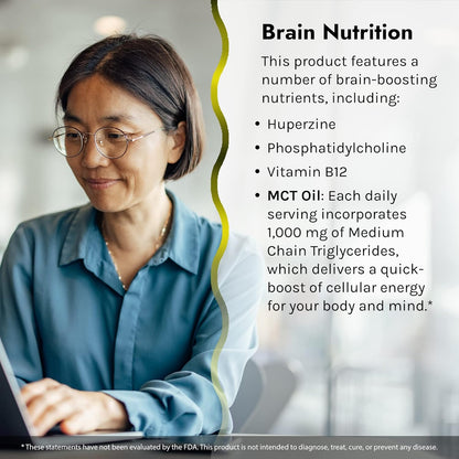 Double-Potency Ginkgo Biloba 240Mg Extra Strength Brain Health Supplement - Enhance Memory, Mental Focus, Alertness, Concentration & Herbal Energy Booster - 60 Liquid Softgels