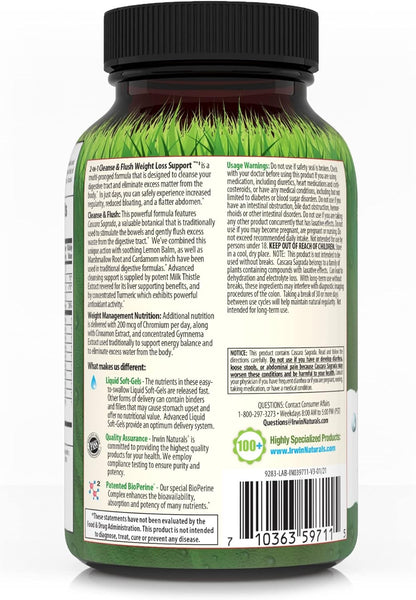 2-In-1 Cleanse & Flush Weight Loss Support - 60 Liquid Soft-Gels - Flushes Digestive Tract & Reduces Bloating - 30 Total Servings
