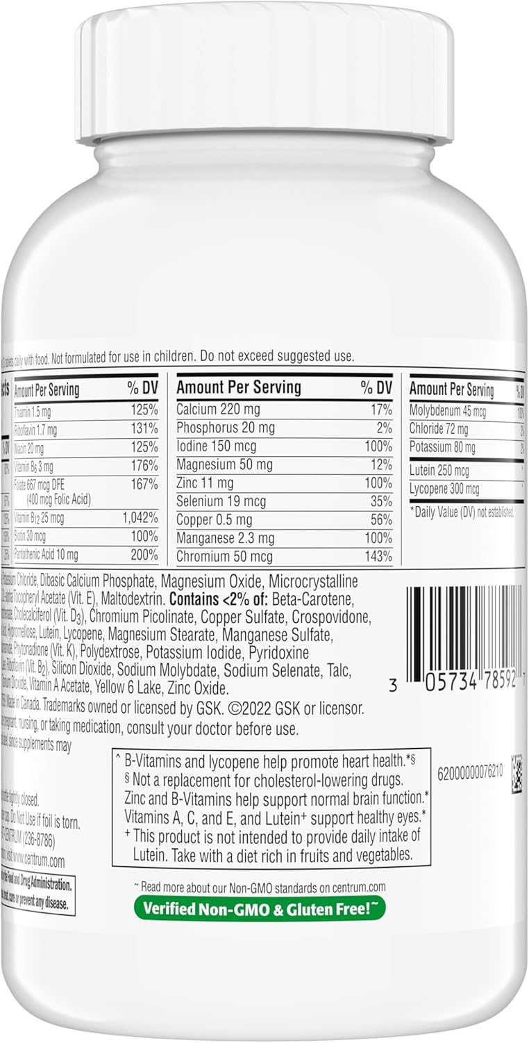 Minis Silver Multivitamin Tablet for Adults 50 Plus, Multimineral Supplement, Vitamin D3, B-Vitamins, Gluten Free, Non-Gmo Ingredients, Supports Memory and Cognition in Older Adults - 320 Ct