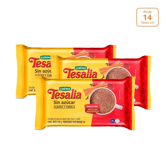 3 Chocolate Tesalia x 14 pastillas x 100g c/u - N84300