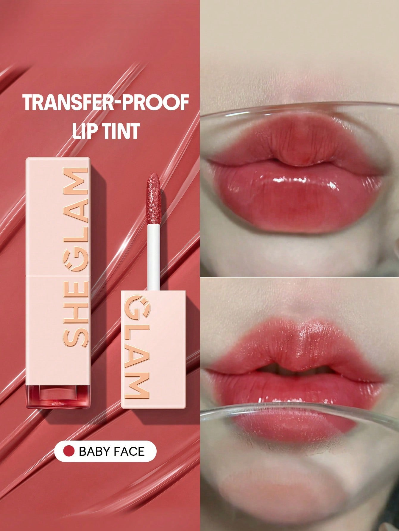 SHEGLAM Take a Hint Lip Tint-Baby Face Color Changing Long-Lasting Lip Gloss High Gloss Finish All Day Non-Sticky Moisturizing Lip Stain for Dry Lips Pink Liquid Lipstick Easter Mother'S Day Graduation Birthday Holiday Winter Y2K Fancy Fashion Makeup Cosmetic Party Beach Travel Camping Outdoors School Campus Trip Festivals Decor Gift Present Rose Girl Cosplay Best Color Charm Vibe