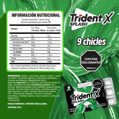10121-6 Chicle Trident® X Splash Yerbabuena 9 Chicles