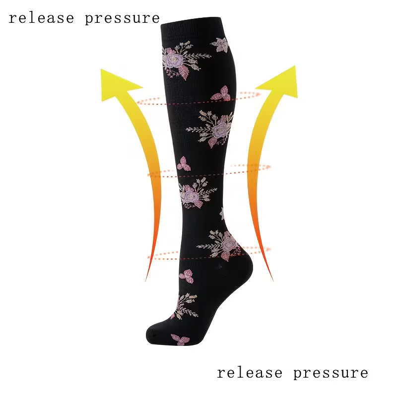 6311 🌸 Calcetines de Compresión con Patrones Florales