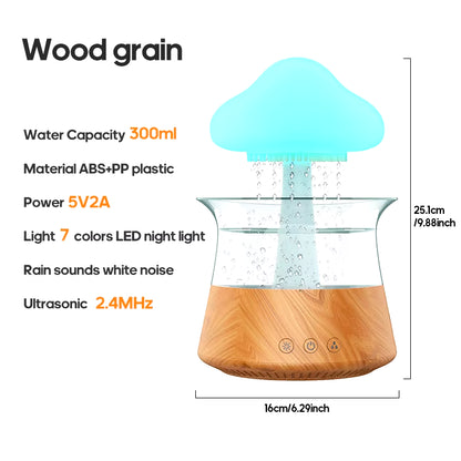 Rain Cloud Air Humidifiers 300Ml with 7 Colors Mood Light Aroma Diffuser White Noise Raindrop Humidifiers for Home Bedroom Gift