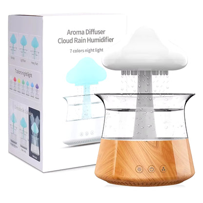 Rain Cloud Air Humidifiers 300Ml with 7 Colors Mood Light Aroma Diffuser White Noise Raindrop Humidifiers for Home Bedroom Gift
