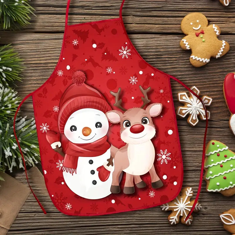 🎄 Delantal Navideño “Reno y Nieve” — Alegría festiva mientras cocinas - TMW430164