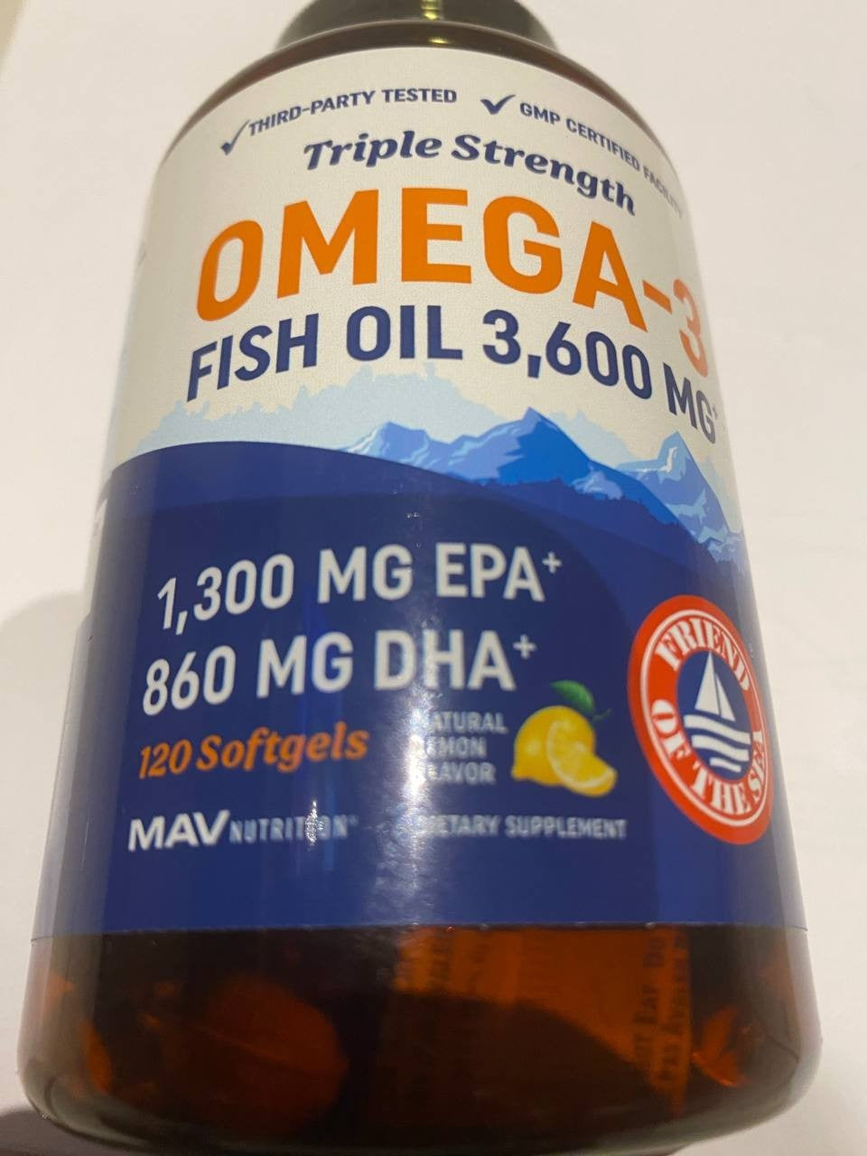 Omega-3 Fish Oil 3600Mg+ | 1300Mg EPA + 860Mg DHA | 120 Softgels | Heart, Brain