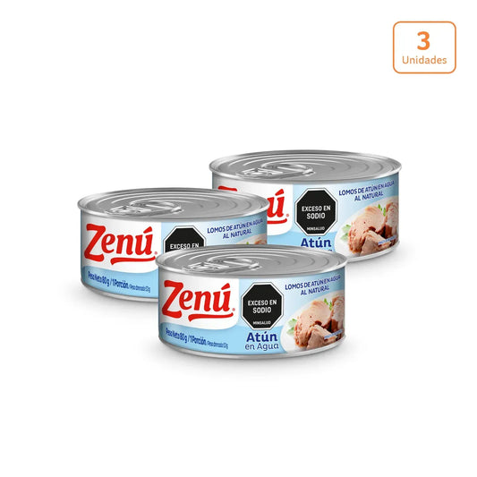 Lomos de atún Zenú en agua x 3 unds x 80g c/u - N97504