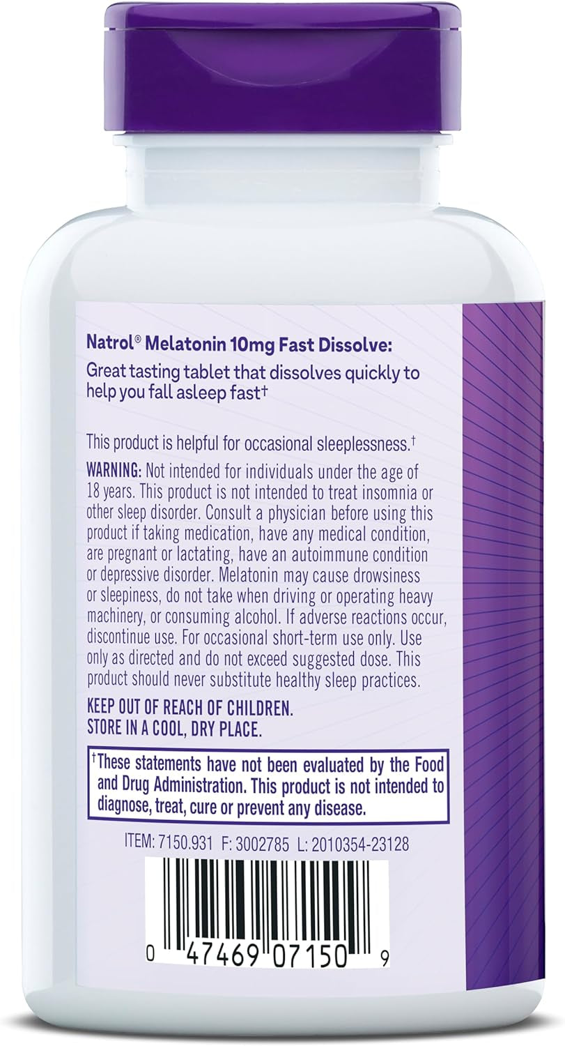 Fast Dissolve Melatonin 10Mg Tablets - Strawberry Flavor, 100 Count, Sleep Support Melatonin Tablets for Adults, 100-Day Supply